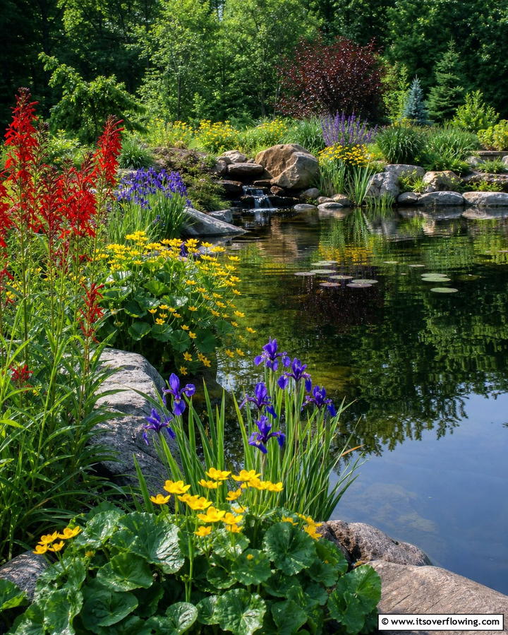 Wildflowers Around a Water Feature - 25 Wildflower Garden Ideas for a Natural Look