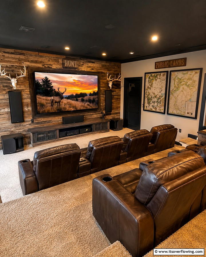 Wildlife Themed Accent Walls for Drama - 25 Unique Hunting Man Cave Ideas for Your Space