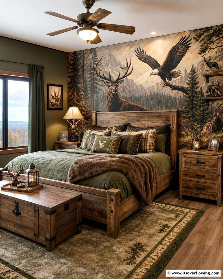 Wildlife Wall Art - 20 Hunting Bedroom Ideas for a Rustic Retreat