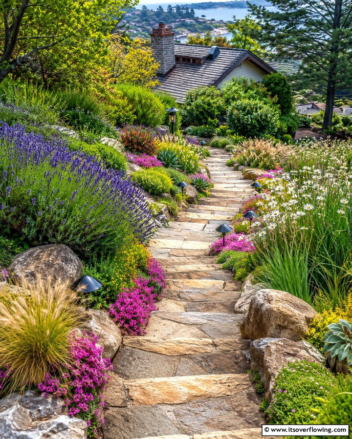 Winding Garden Steps - 25 Down Sloped Backyard Ideas for a Unique Outdoor Space