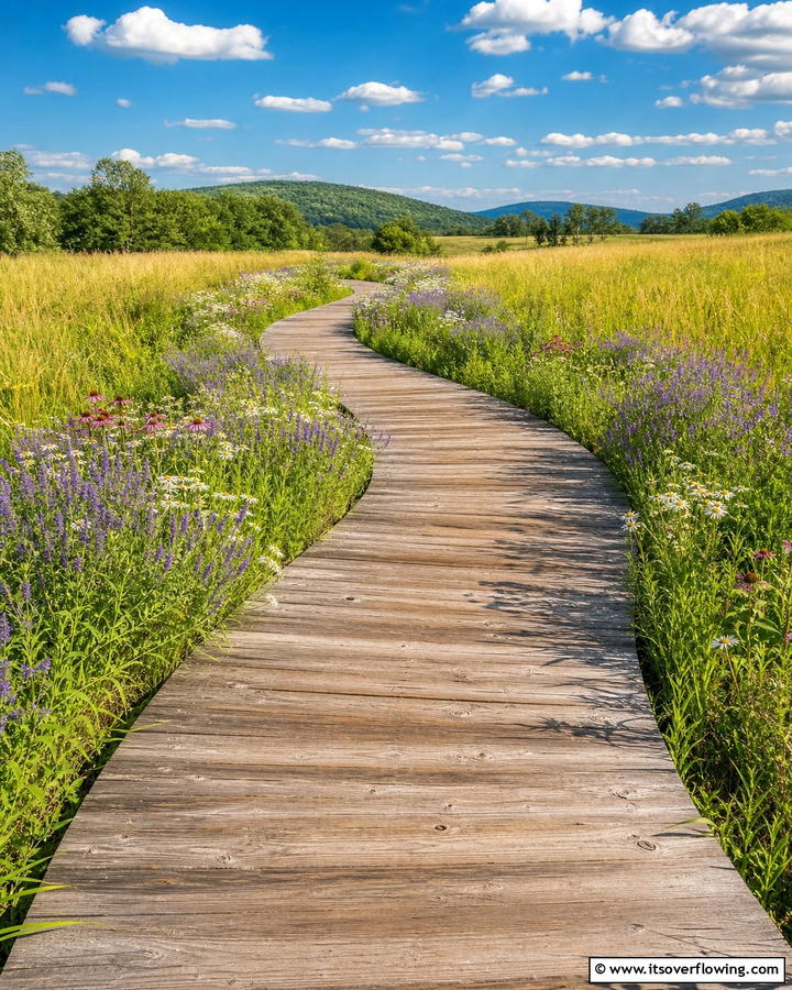 Winding Meadow Trail - 30 Wooden Walkway Ideas for Gardens and Outdoor Paths
