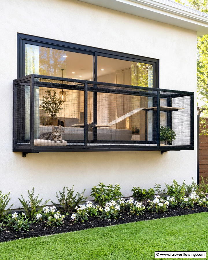Window Box Catio - 25 Outdoor Catio Ideas for Your Feline Friends