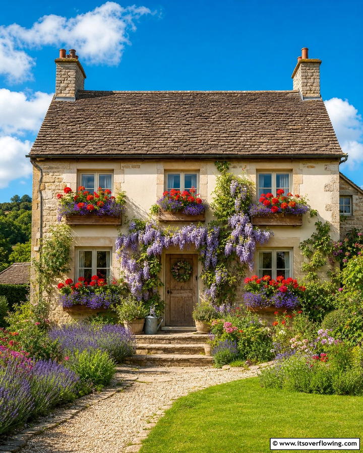 Window Boxes Overflowing with Flowers - 20 Charming Cottagecore House Exterior Ideas