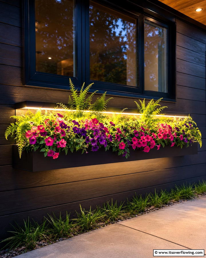 Window Boxes with Built In Lighting - 25 Window Box Ideas to Brighten Your Home’s Exterior