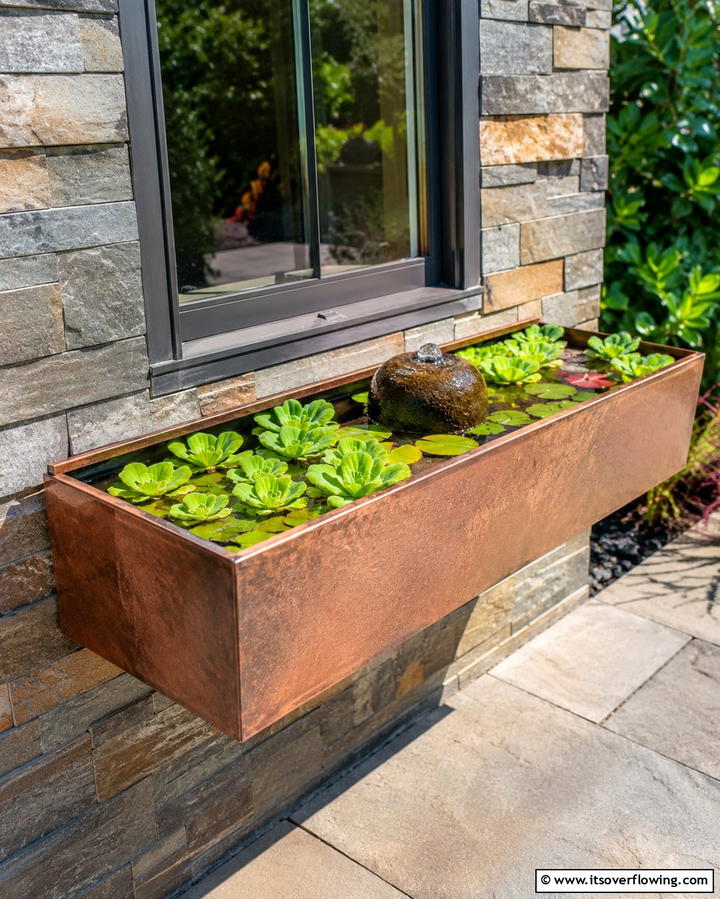 Window Boxes with Water Features - 25 Window Box Ideas to Brighten Your Home’s Exterior