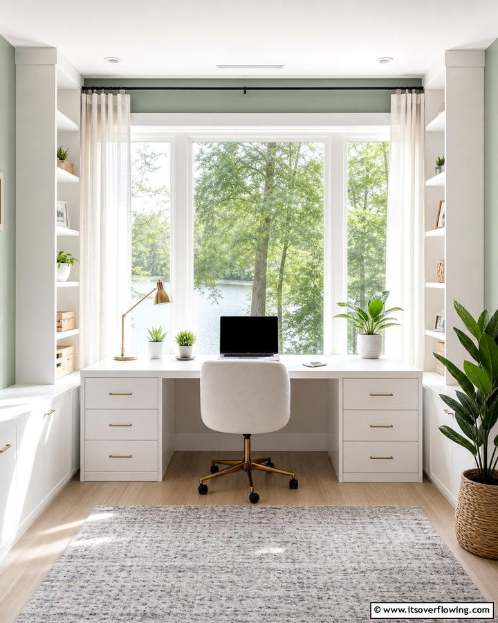 Window Facing Desk Setup - 25 Stylish Built-in Desk Ideas for Your Home Office
