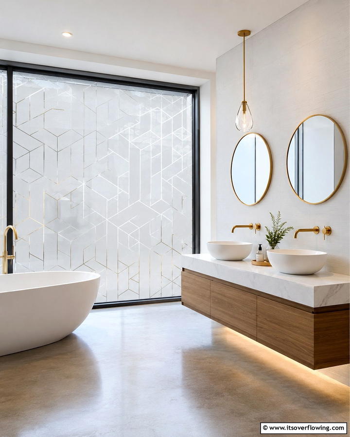 Window Film for a Modern Finish - 25 Beautiful Bathroom Window Treatment Ideas for Privacy