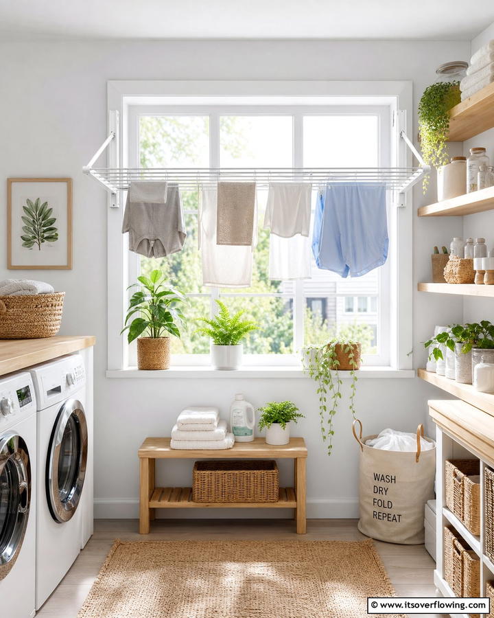 Window Mounted Drying Rack - 20 Laundry Room Drying Rack Ideas for Efficient Drying
