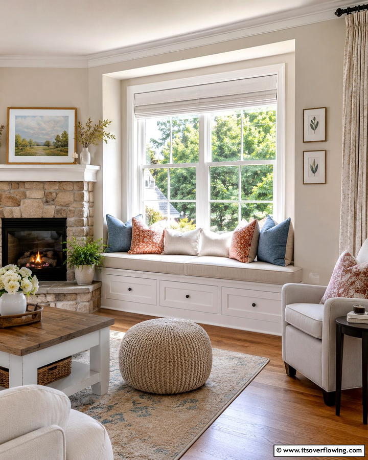 Window Seat Built ins - 30 Fireplace Built-In Design Ideas for Focal Point Spaces