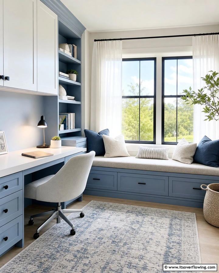 Window Seat Desk Combination - 25 Stylish Built-in Desk Ideas for Your Home Office