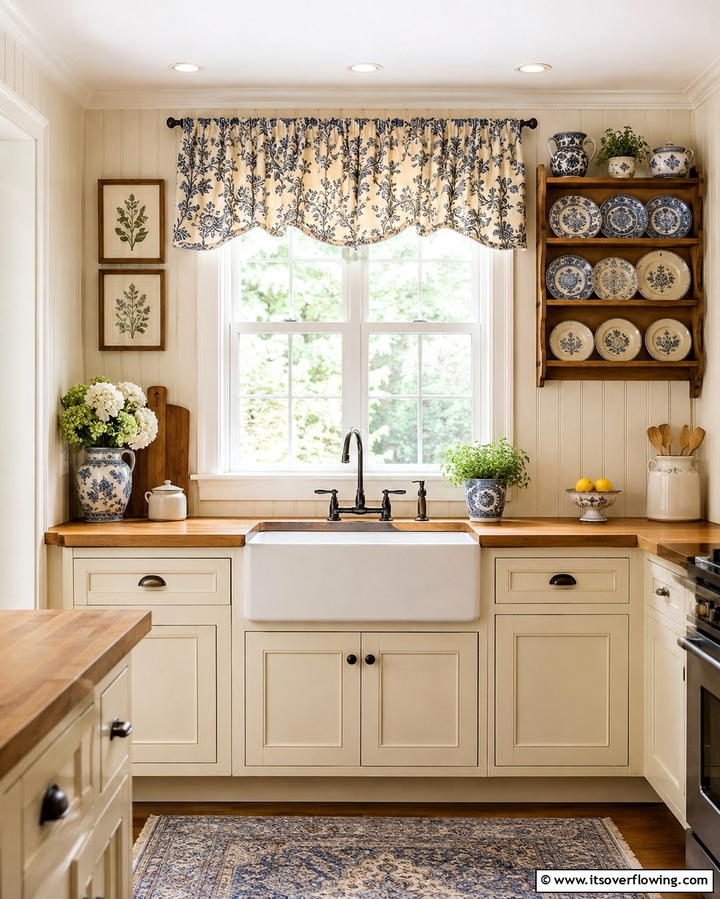 Window with a Decorative Valance - 25 Kitchen Window Ideas Over Sink for Natural Light
