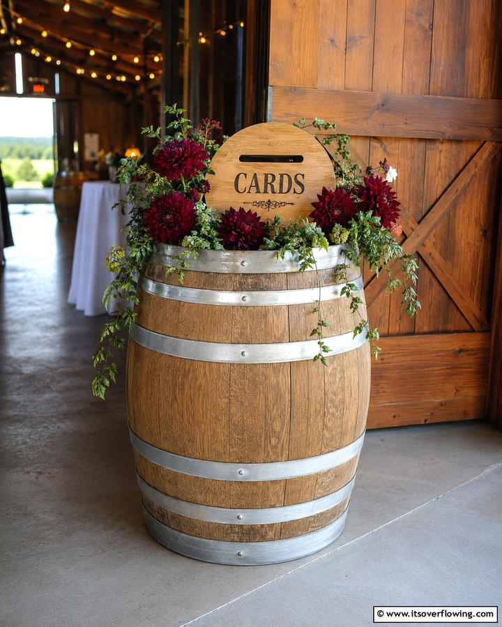 Wine Barrel Card Box - 30 Creative Wedding Card Box Designs for Guests