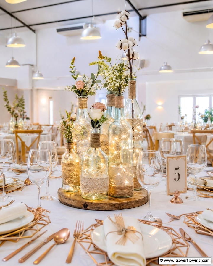 Wine Bottle Charm - 30 Unique Non-Floral Wedding Centerpiece Ideas