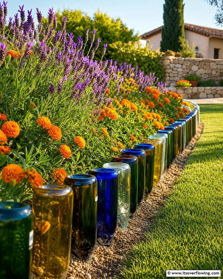 Wine Bottle Edging - 20 Recycled Garden Edging Ideas for an Eco-Friendly Yard