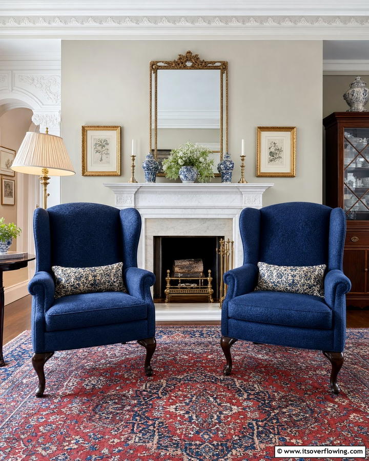 Wingback Chairs for Timeless Charm - 25 Chairs in Front of Fireplace Ideas for Cozy Vibes