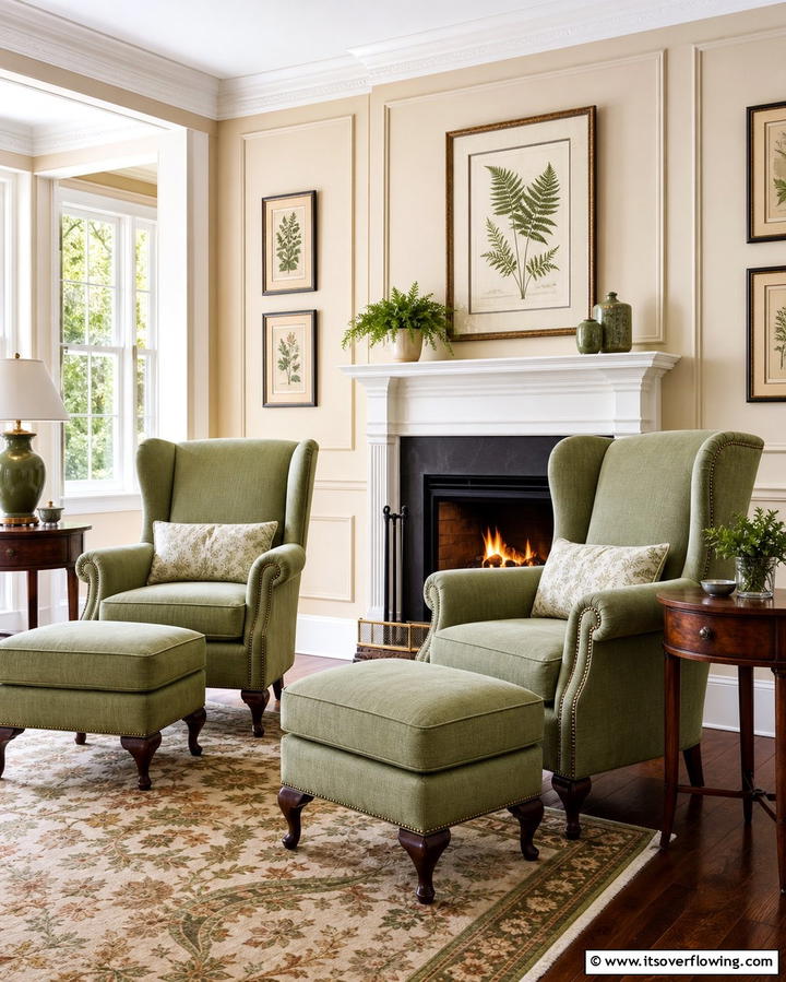 Wingback Chairs for Timeless Comfort - 25 Chairs in Front of Fireplace Ideas for Cozy Vibes