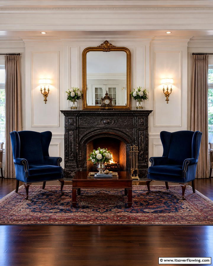 Wingback Chairs for a Timeless Appeal - 25 Fireplace Seating Ideas to Cozy Up Your Living Room