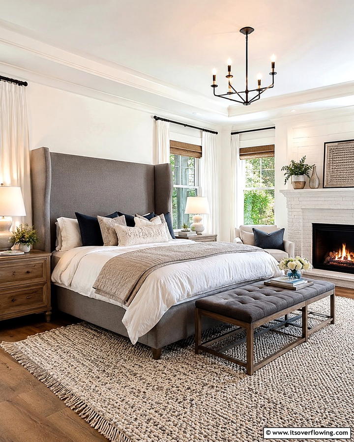 Wingback Grey Headboard for a Cozy Look - 25 Elegant Grey Headboard Bedroom Ideas for a Calm Space