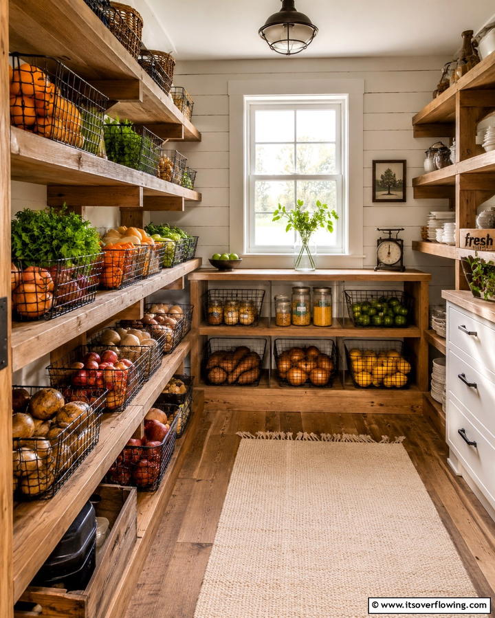 Wire Baskets for Rustic Charm - 25 Open Pantry Ideas to Organize Your Kitchen
