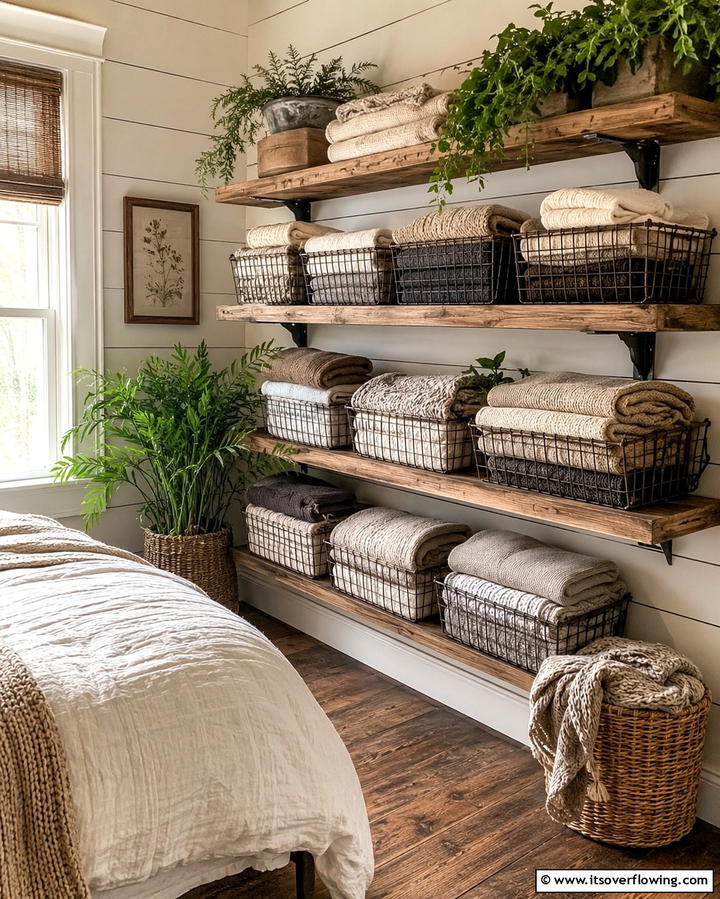 Wire Baskets for Rustic Charm - 20 Sweater Storage Ideas to Organize Your Wardrobe
