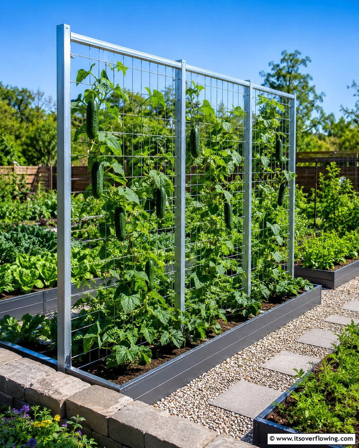 Wire Mesh Panel Trellis - 25 Cucumber Trellis Ideas for a Productive Garden