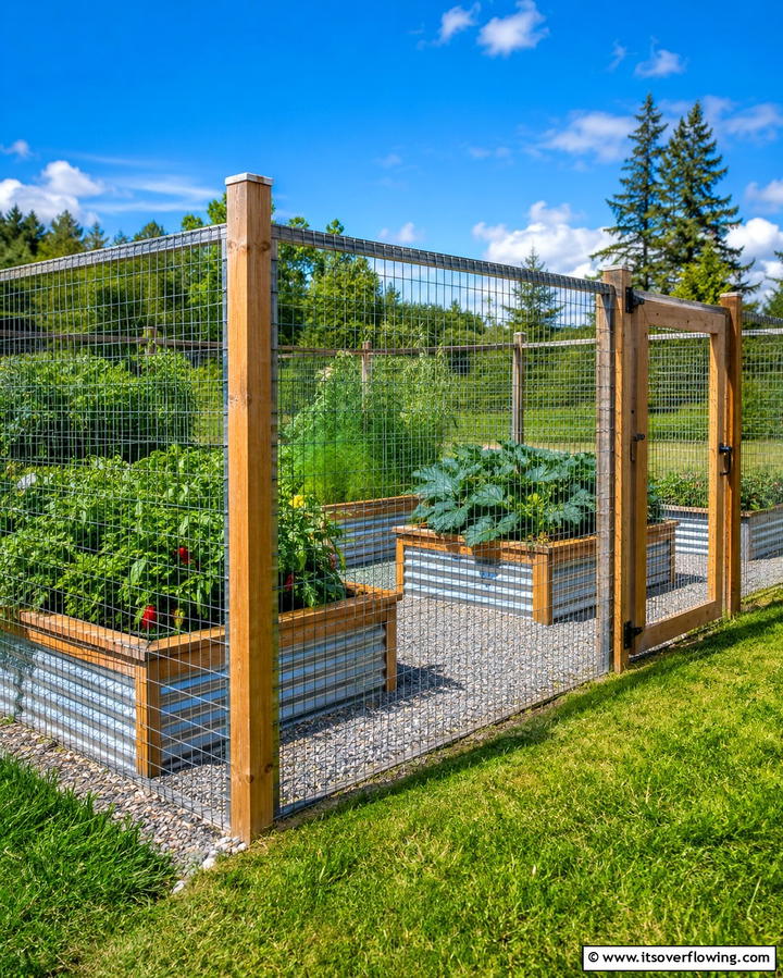Wire Mesh Security Fence - 20 Practical Vegetable Garden Fence Ideas for Your Yard