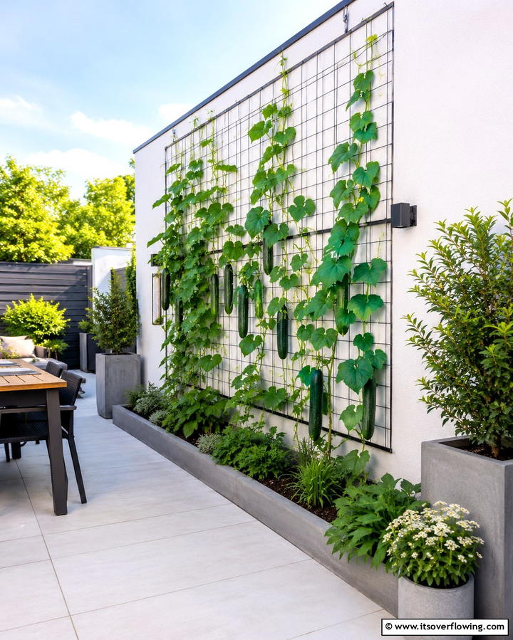 Wire Mesh Wall Trellis - 25 Cucumber Trellis Ideas for a Productive Garden