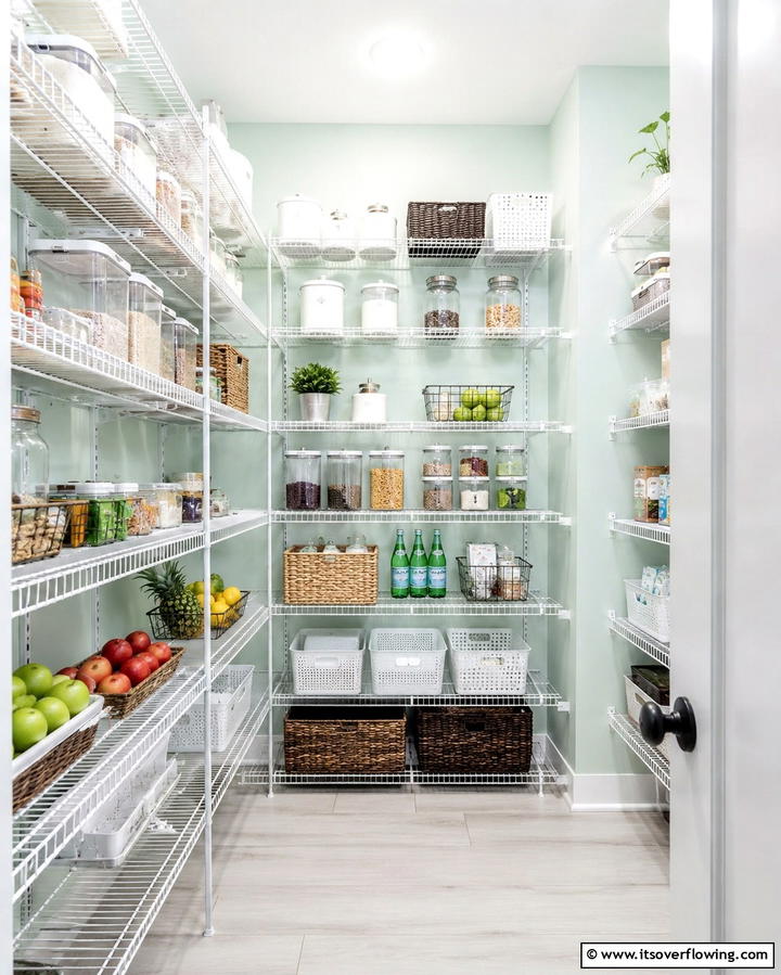 Wire Shelving for Airy Storage - 25 Pantry Shelving Ideas for Organized Kitchens