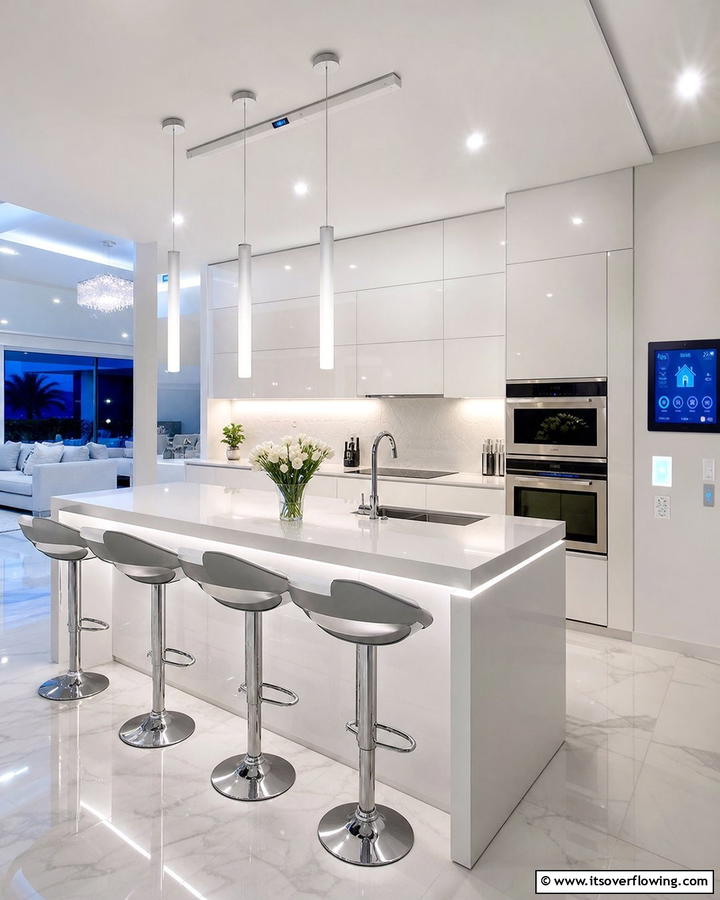 Wireless Remote Control LED - 30 Kitchen Island Lighting Ideas to Illuminate Your Space