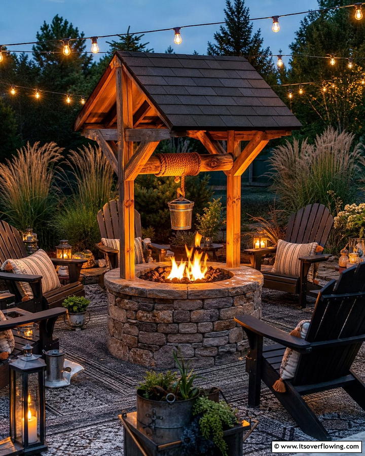 Wishing Well Fire Pit - 20 Outdoor Wishing Well Garden Ideas for Enchantment