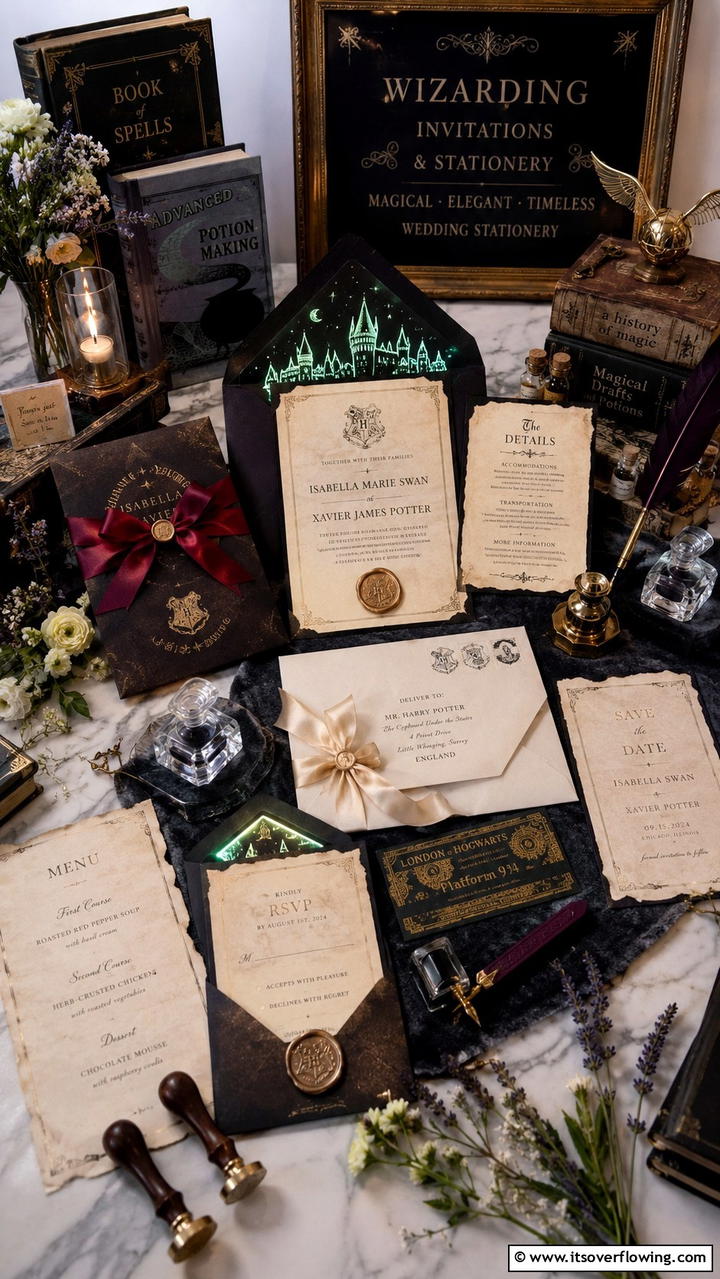 Wizarding Invitations and Stationery - 30 Harry Potter Wedding Ideas- Enchanting Themed Celebrations