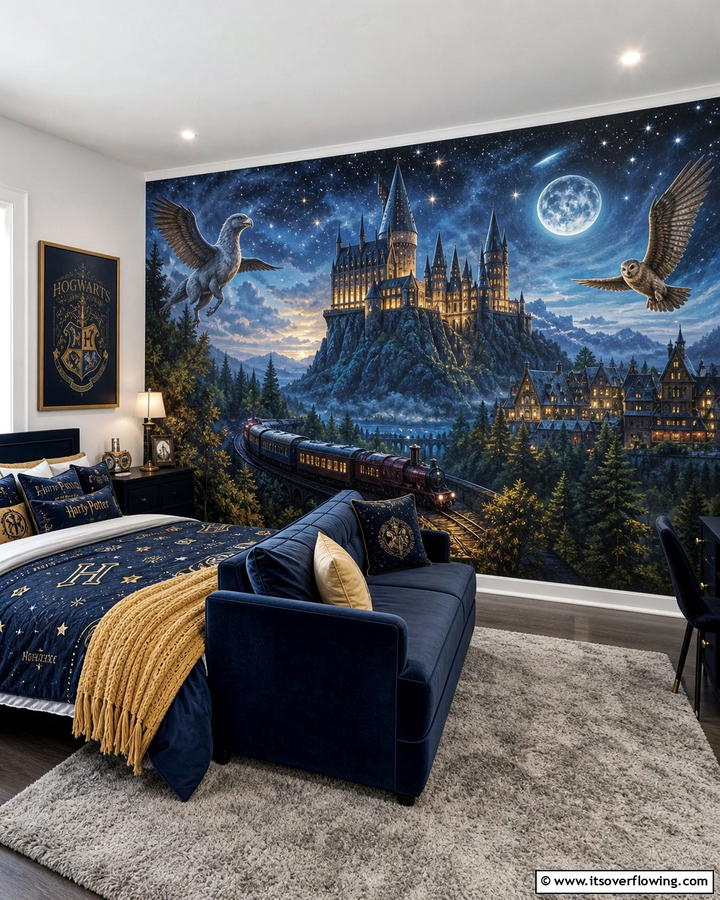 Wizarding World Mural - 30 Harry Potter Decor Ideas- Magical Themed Room Designs