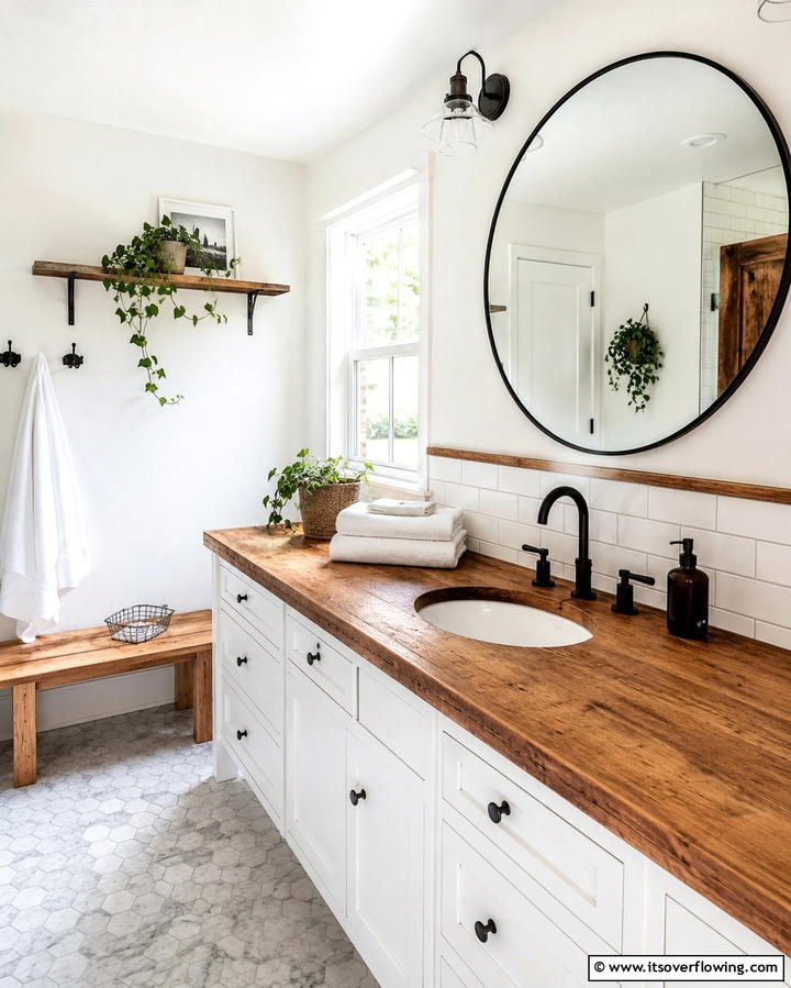 Wood Countertops for Warmth and TextureOne - 25 Bathroom Countertop Ideas for a Stylish Upgrade