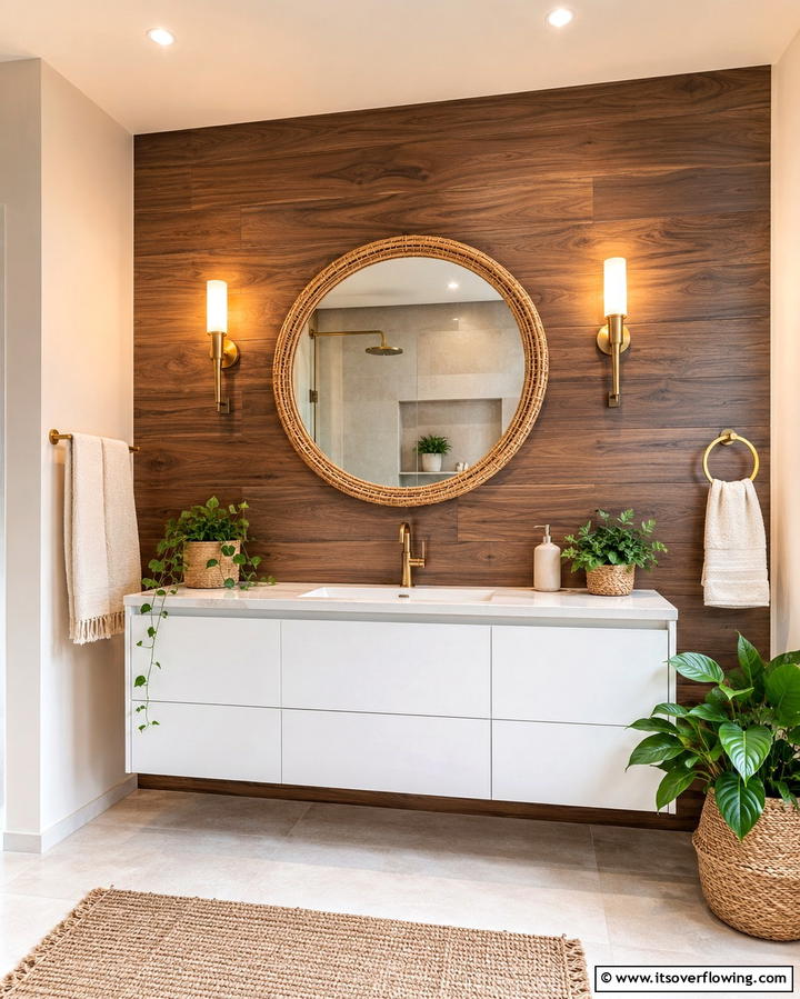 Wood Inspired Backsplash - 25 Bathroom Backsplash Ideas for a Stylish Upgrade