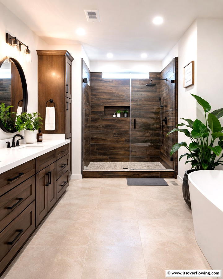 Wood Look Tile Shower SurroundsOne - 25 Shower Surround Ideas to Refresh Your Bathroom