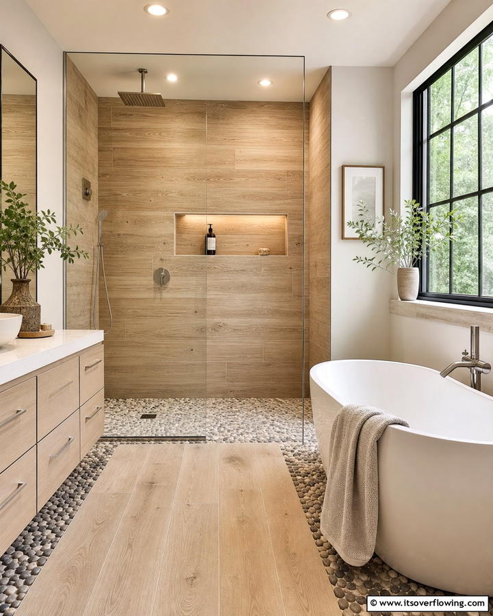 Wood Look Tile Shower Walls - 25 Shower Wall Ideas to Elevate Your Bathroom Design