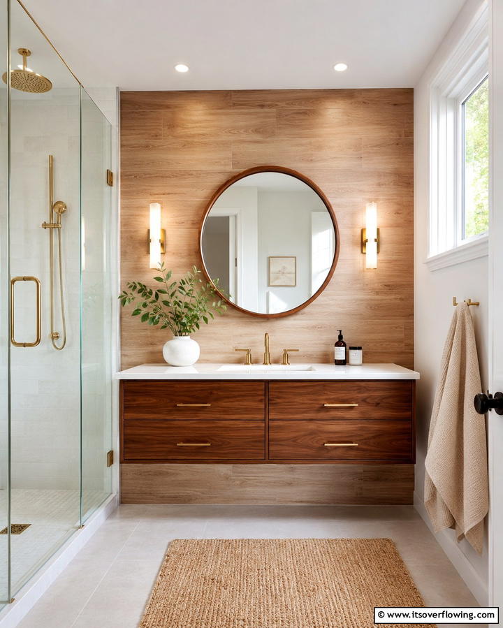 Wood Look Tiles for Warmth and Texture - 25 Bathroom Backsplash Ideas for a Stylish Upgrade