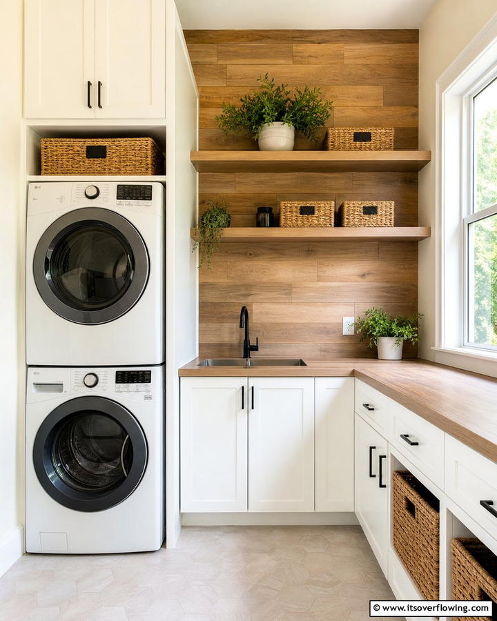 Wood Look Tiles - 20 Laundry Room Backsplash Ideas for a Stylish and Practical Space