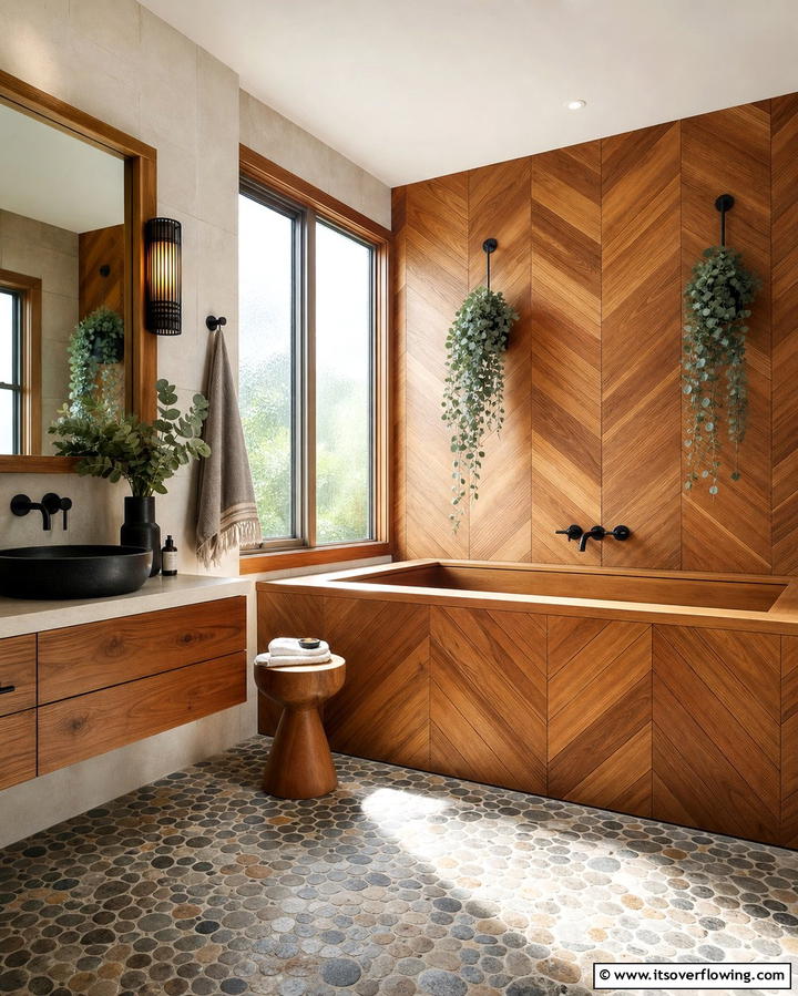 Wood Panel Surround - 25 Bathtub Surround Ideas for a Luxurious Bathroom