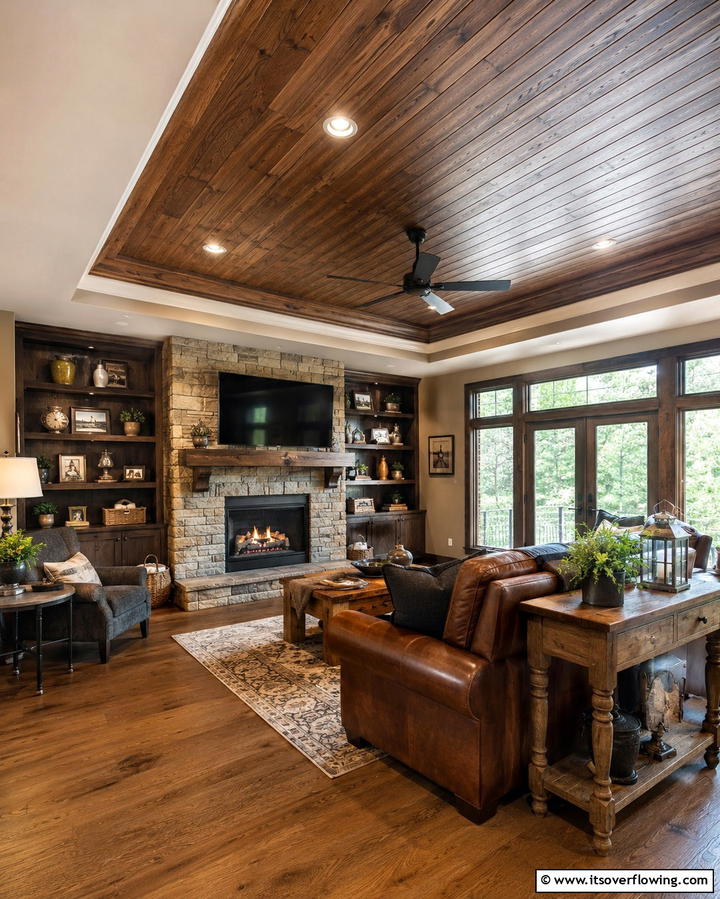 Wood Paneled Tray Ceiling - 25 Tray Ceiling Ideas to Elevate Your Room’s Design