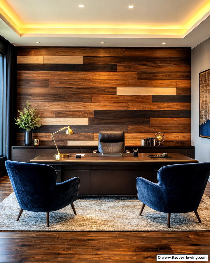 Wood Paneling - 25 Creative Office Accent Wall Ideas to Inspire Your Space