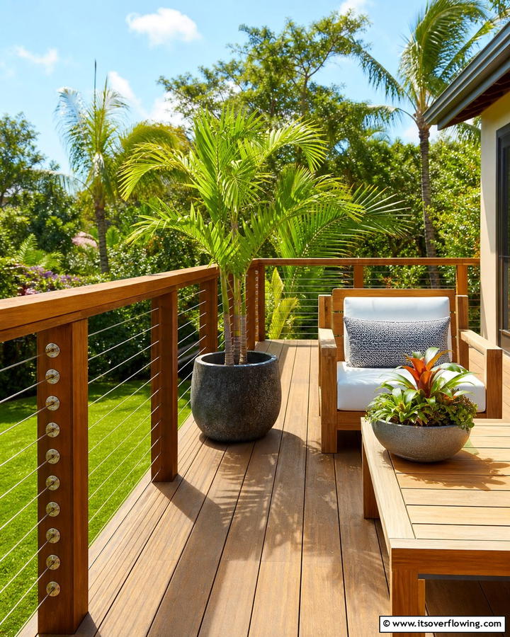 Wood and Cable Railing Combo - 21 Deck Railing Ideas for Style and Safety
