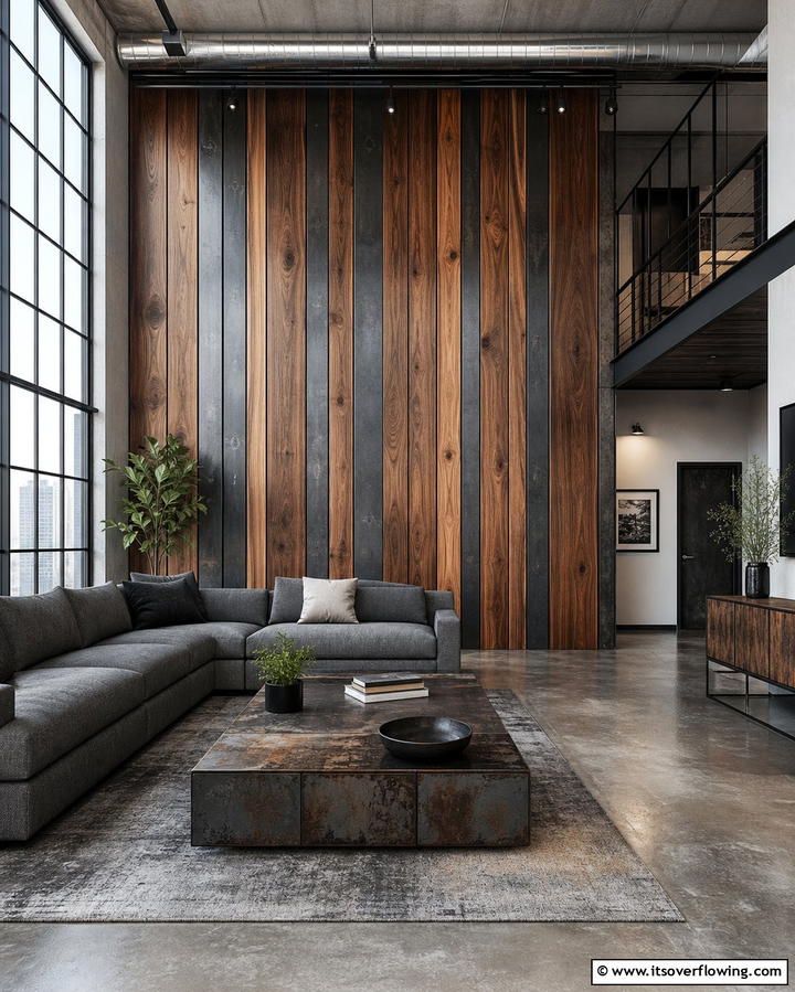 Wood and Metal Combination Wall - 25 Wood Accent Wall Ideas to Elevate Your Interior