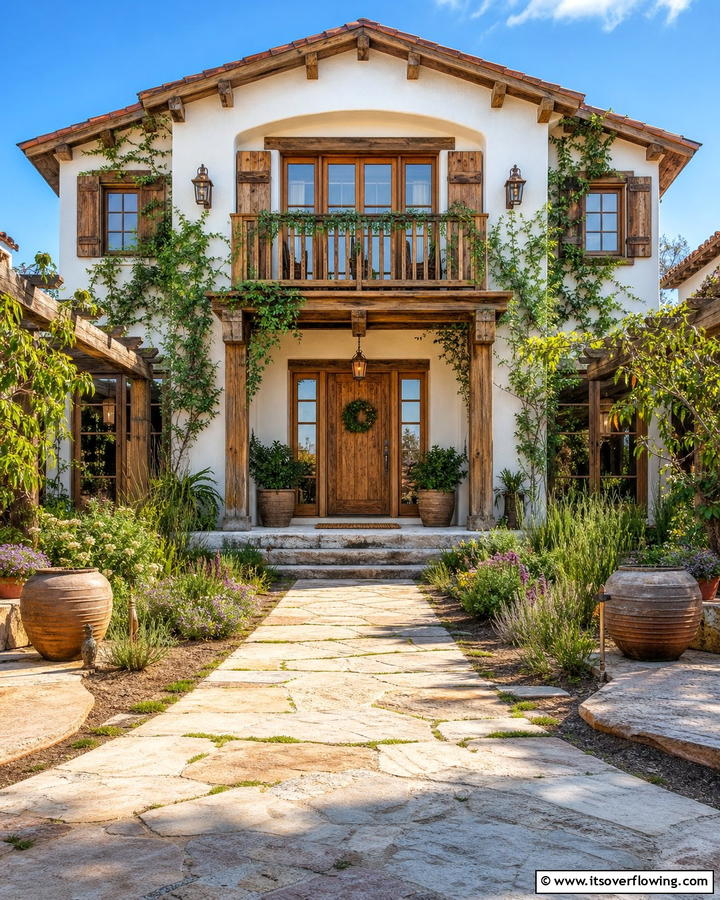 Wooden Accents for Rustic Charm - 25 Boho House Exterior Ideas for a Unique and Colorful Look