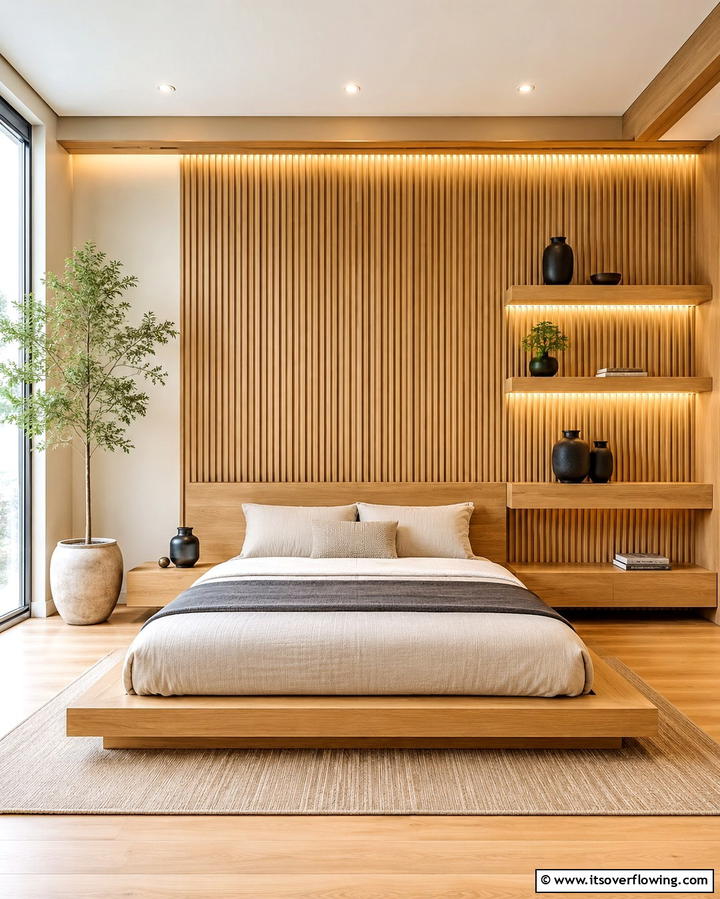 Wooden Accents for Warmth and Simplicity - 25 Japanese Bedroom Design Ideas for Minimalism