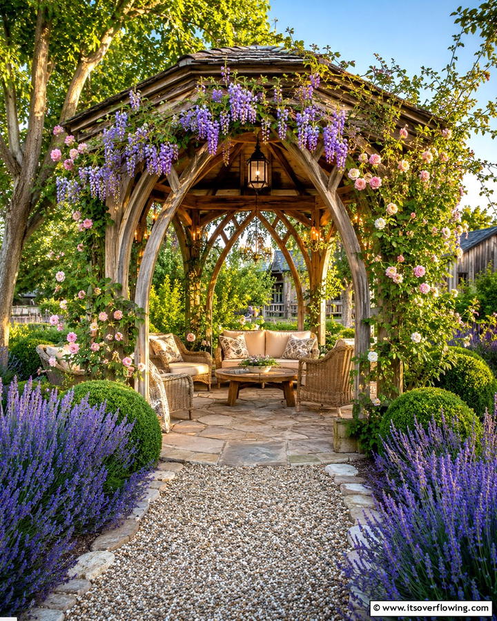 Wooden Arched Gazebo - 30 Rustic Landscaping Ideas for Natural Yard Beauty