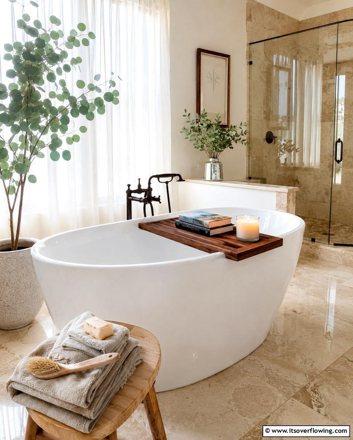 Wooden Bath Trays for Relaxation - 25 Natural Bathroom Ideas for a Spa-Like Retreat at Home