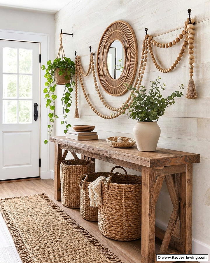 Wooden Bead Garlands - 25 Boho Wall Decor Ideas for a Vibrant and Artistic Home