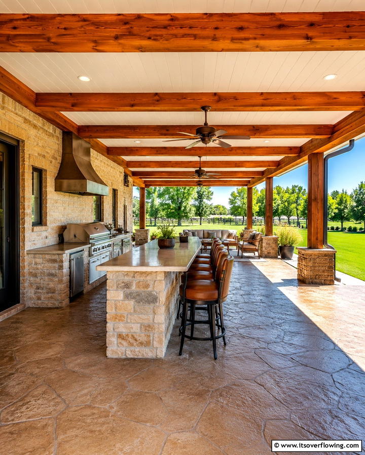Wooden Beam Accents Ceiling - 25 Patio Ceiling Ideas for Stylish Outdoor Spaces