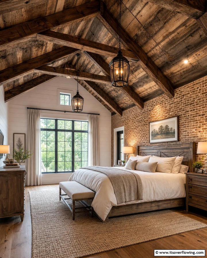 Wooden Beam Accents for Rustic Charm - 25 Stunning Bedroom Ceiling Ideas to Elevate Your Space